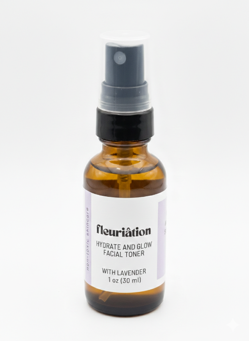 Hydrate + Glow Facial Toner by Fleuriation with rose, lavender, and helichrysum hydrosols
