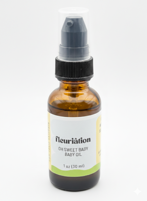 Oh Sweet Baby Baby Oil by Fleuriation with calendula, marshmallow root, and lavender