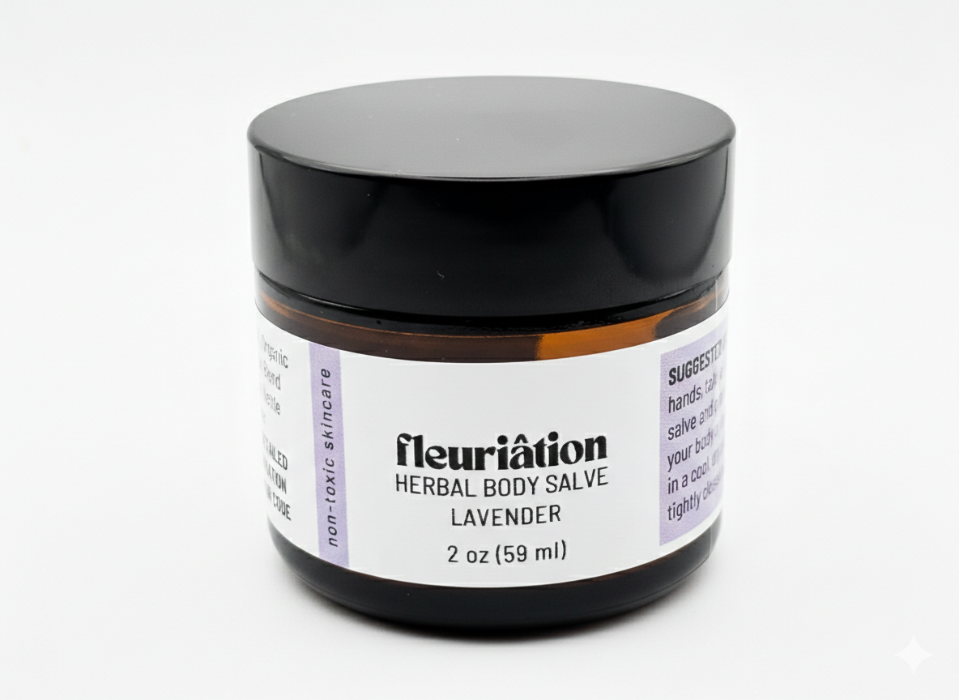 Restore & Renew Herbal Salve by Fleuriation with red clover, plantain, and nettle
